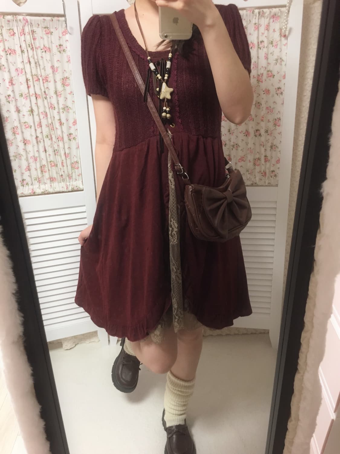 빈티지 엑시즈팜 버건디 바선생핏 원피스 상품이미지2