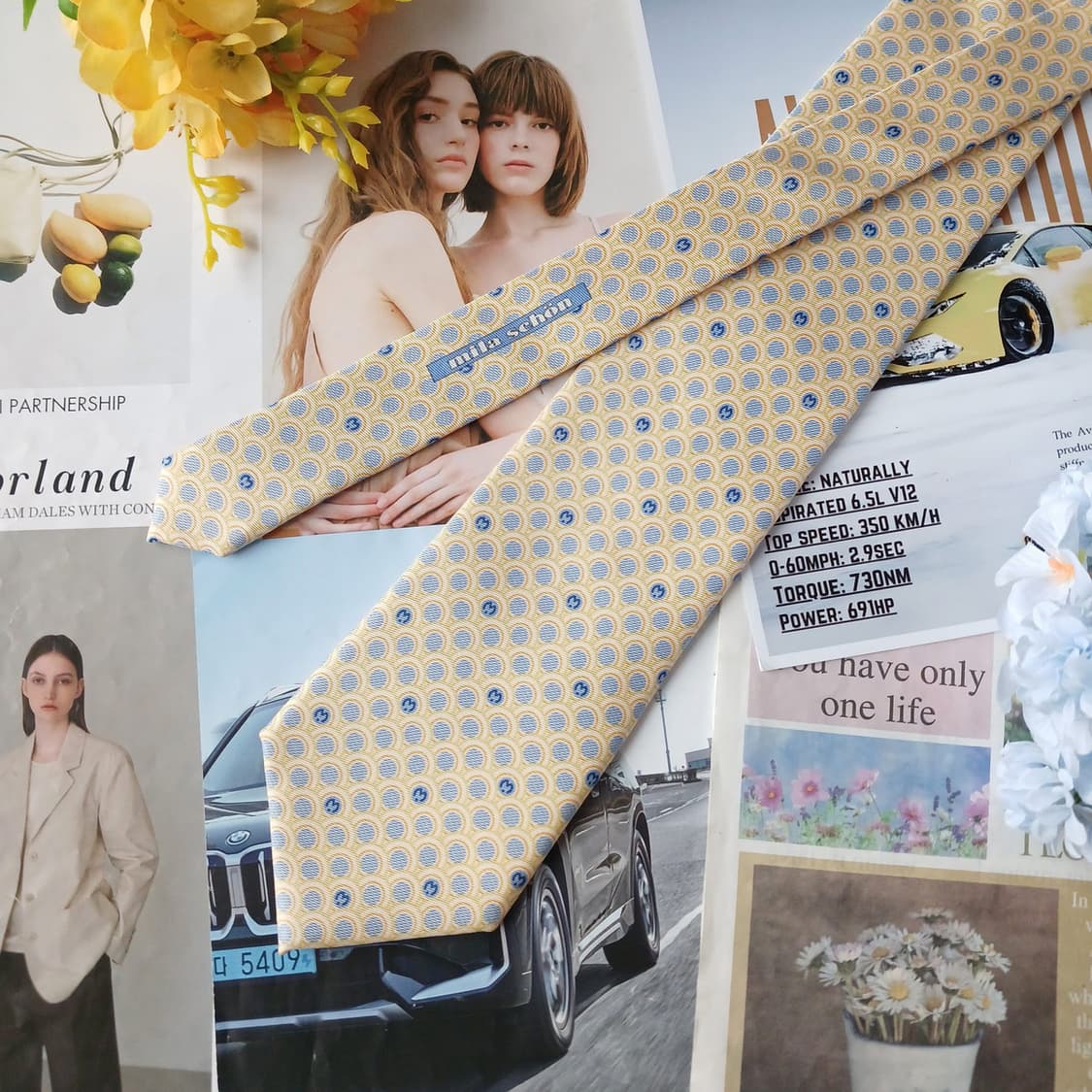 밀라 숀 실크올오버 로고 패턴 넥타이 9.6cm A+등급 a19507 상품이미지3