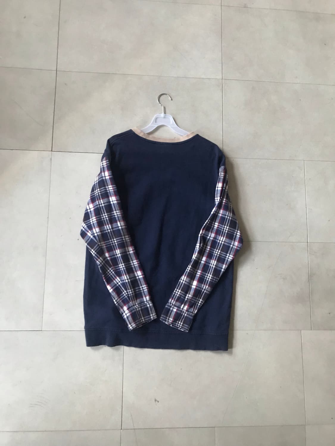 노페 체크디테일 맨투맨 상품이미지8