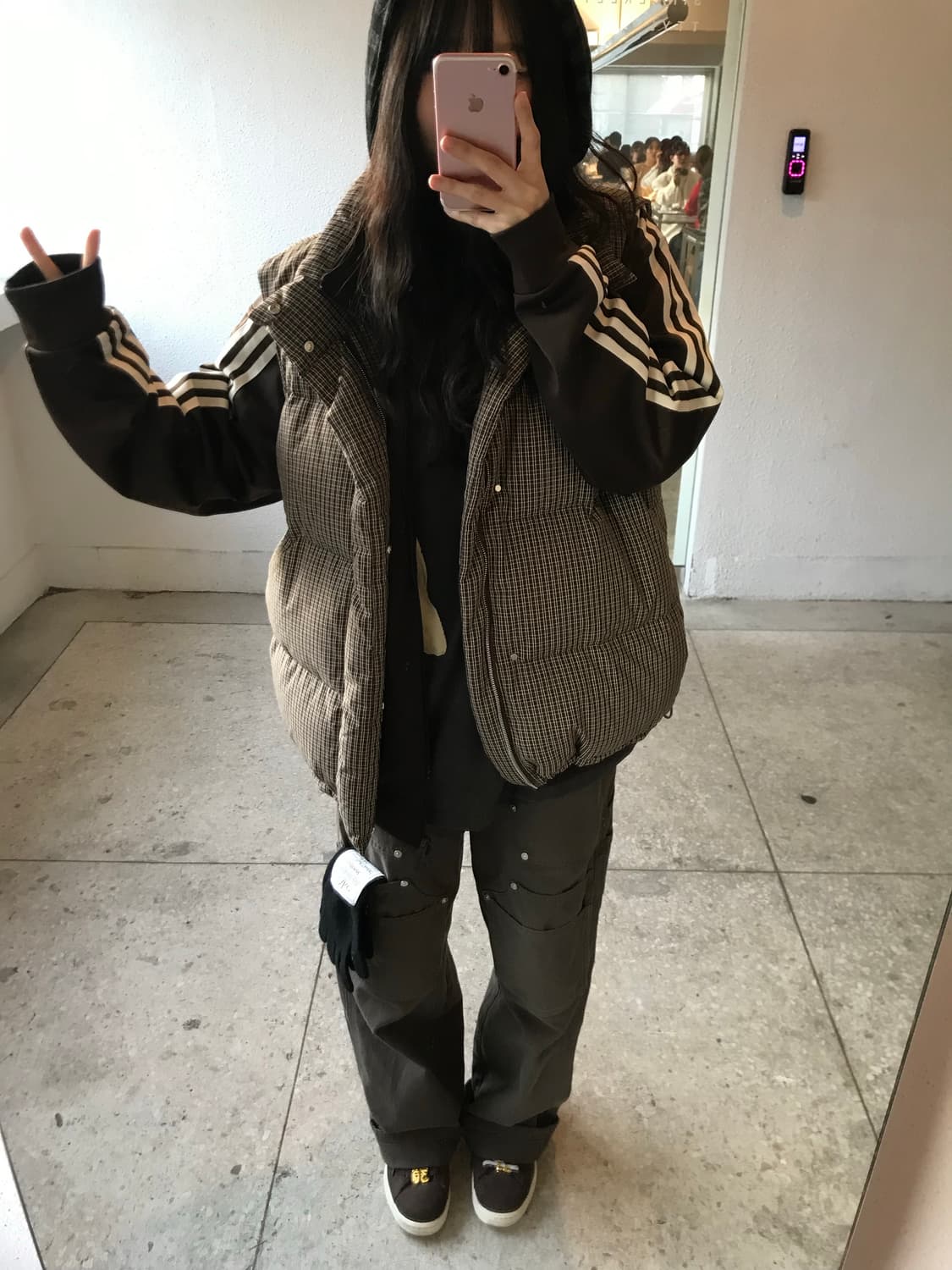 니히 체크 패딩베스트  상품이미지1