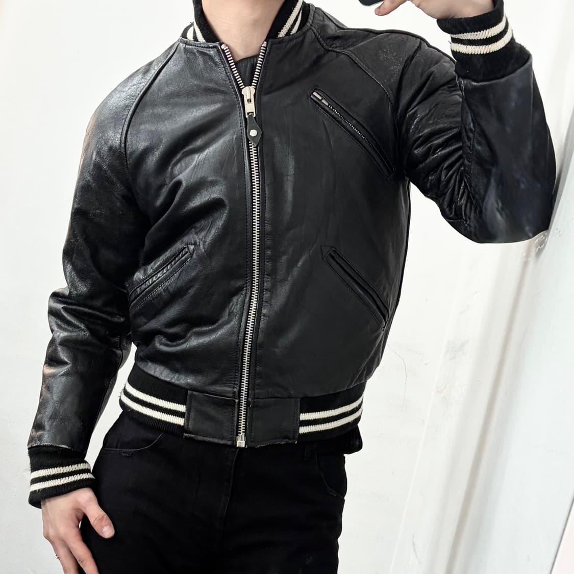 Liugoo 소가죽 바시티 자켓 상품이미지2