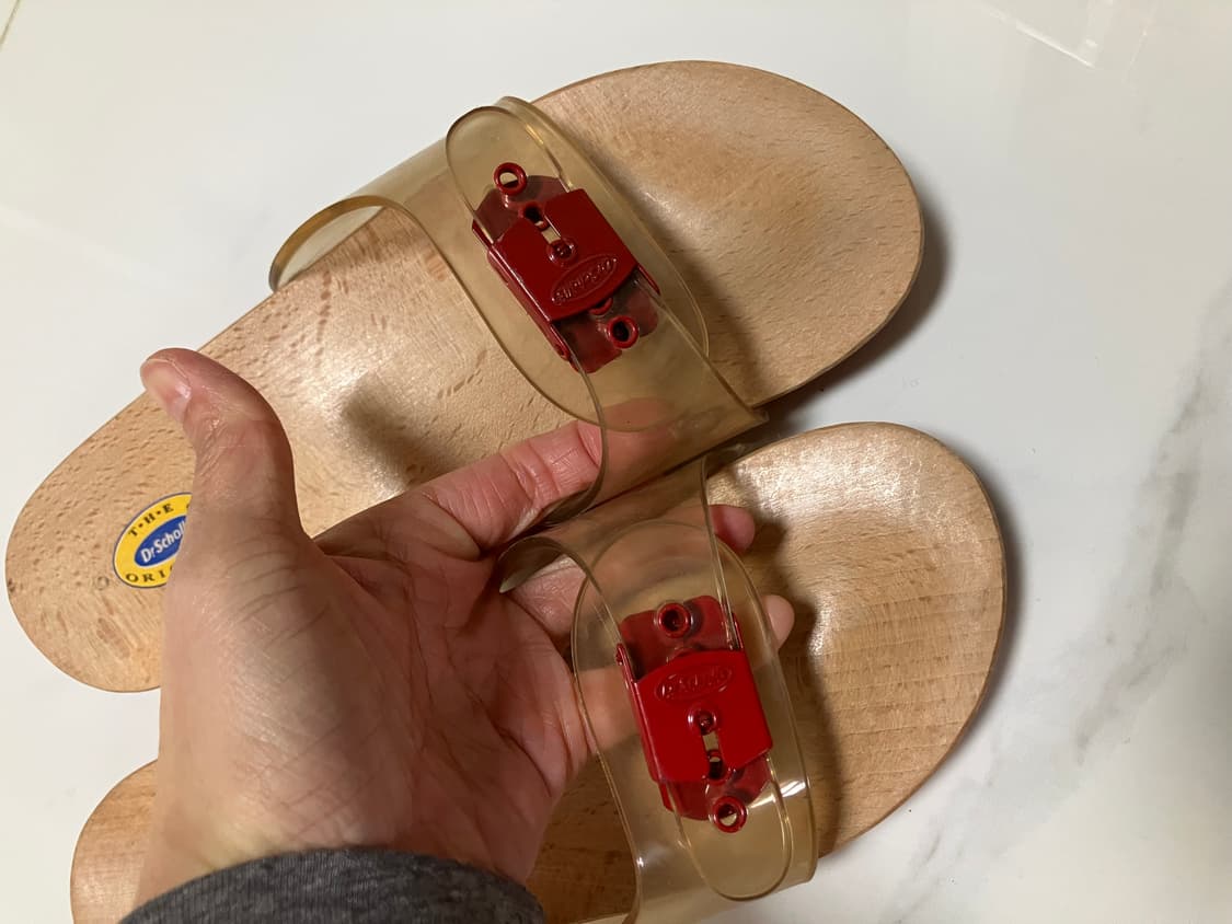 Y2K 2000s 닥터숄 우든힐 슬라이드 투명 클로그 샌들 빈티지 상품이미지3