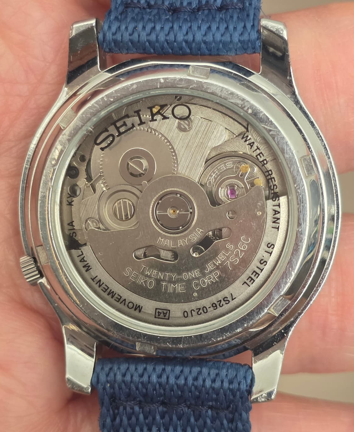 세이코 5 오토메틱 SNK897k2
 BLUE 스켈레톤 시계 상품이미지2