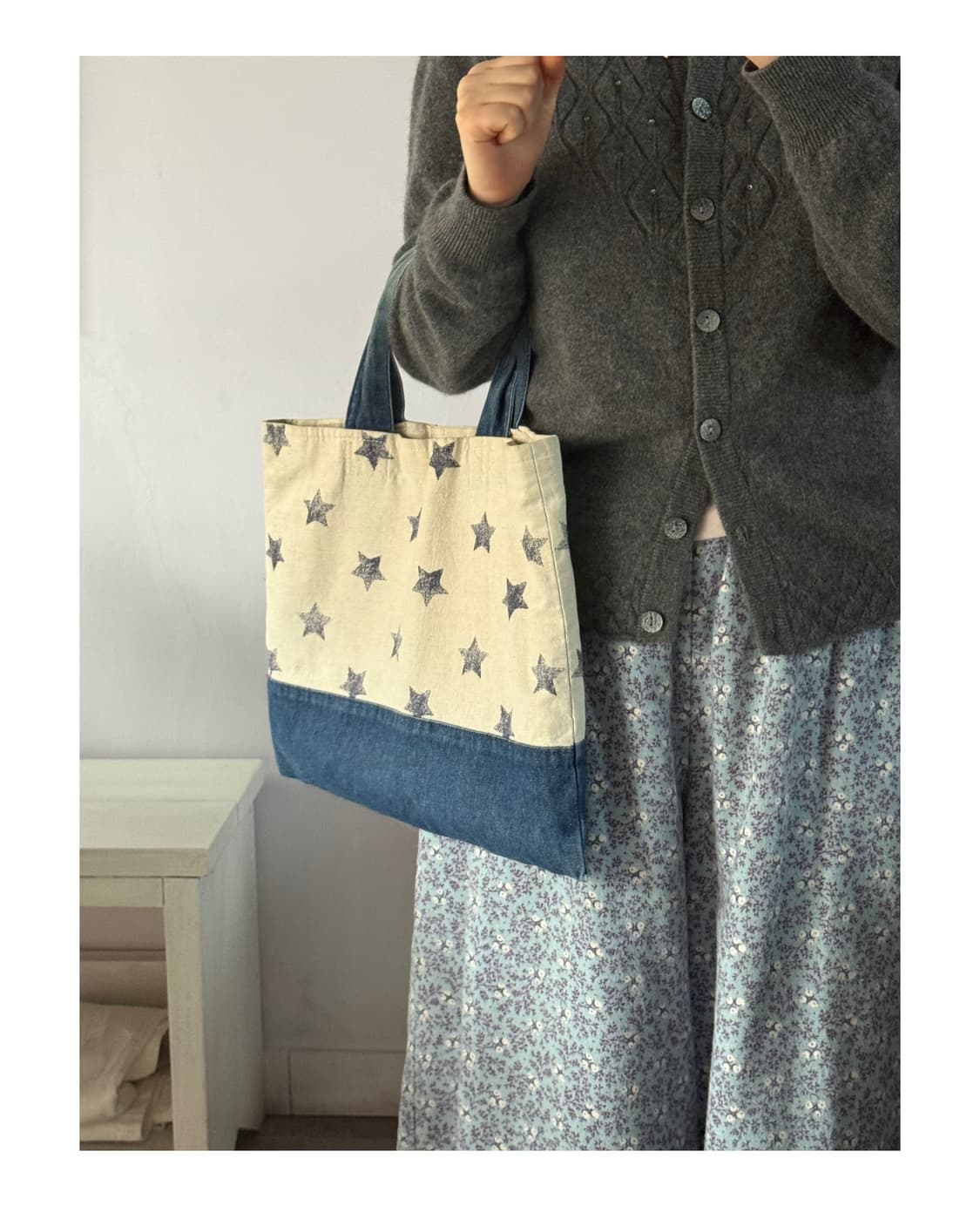 별가방 별패턴 별무늬 별스탬프 손가방 일본빈티지 상품이미지3