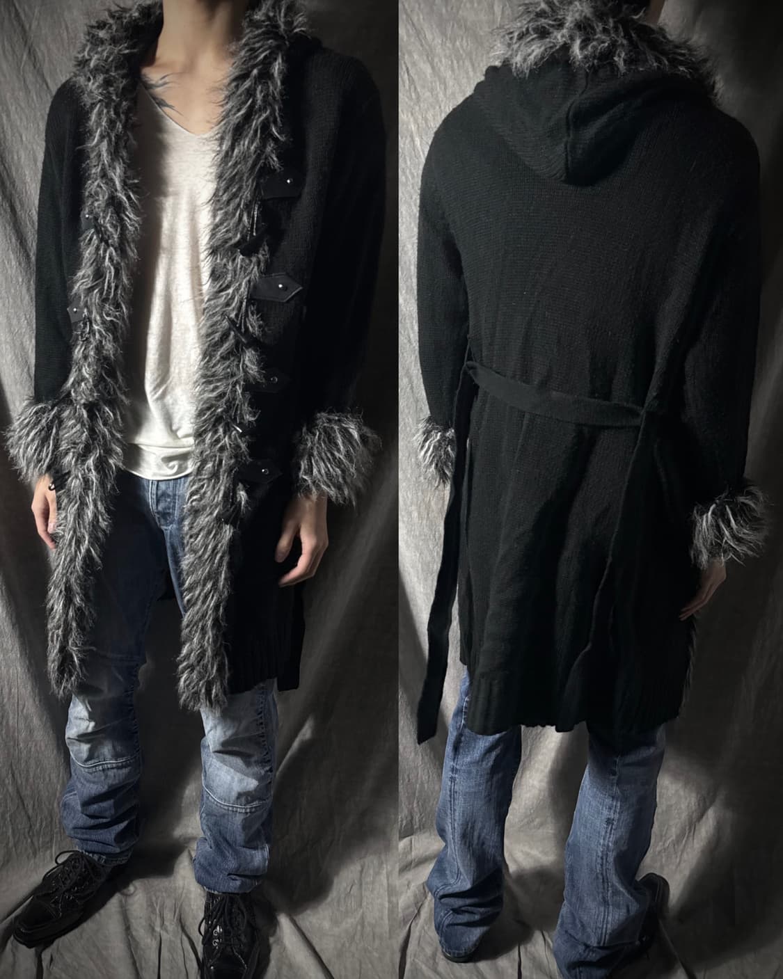 Vkei Fur Trimmed Knit Cardigan 상품이미지1