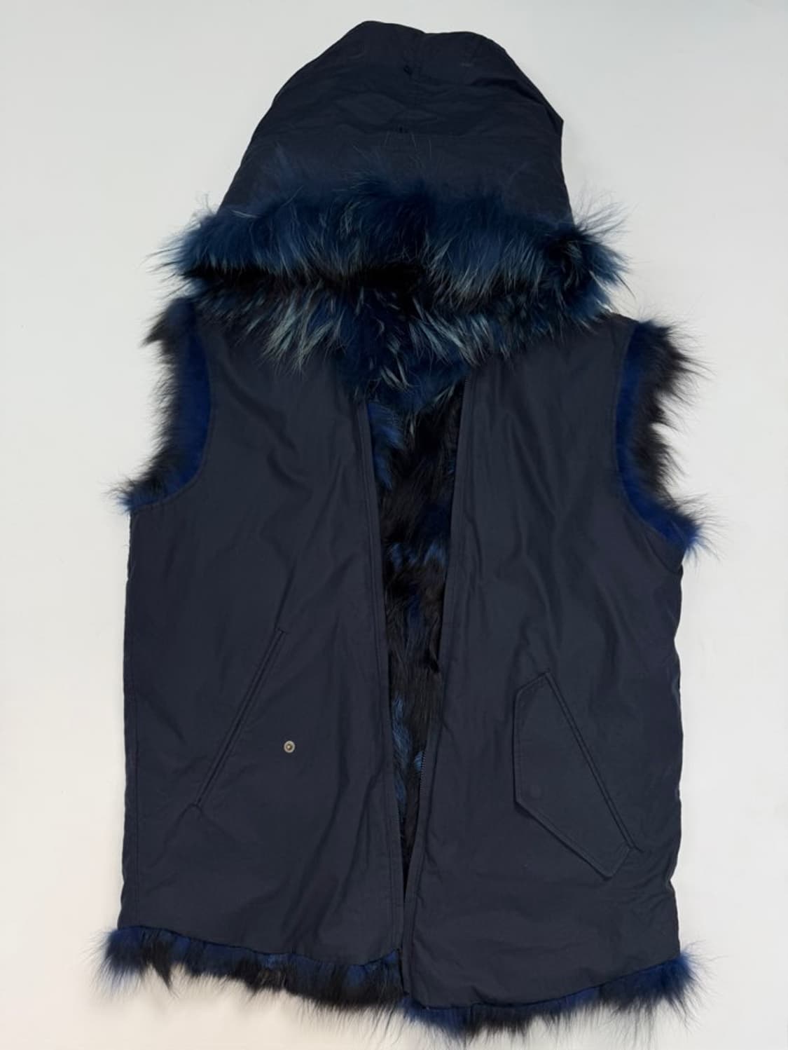 VTG FOX & RACCOON FUR HOOD VEST 상품이미지7