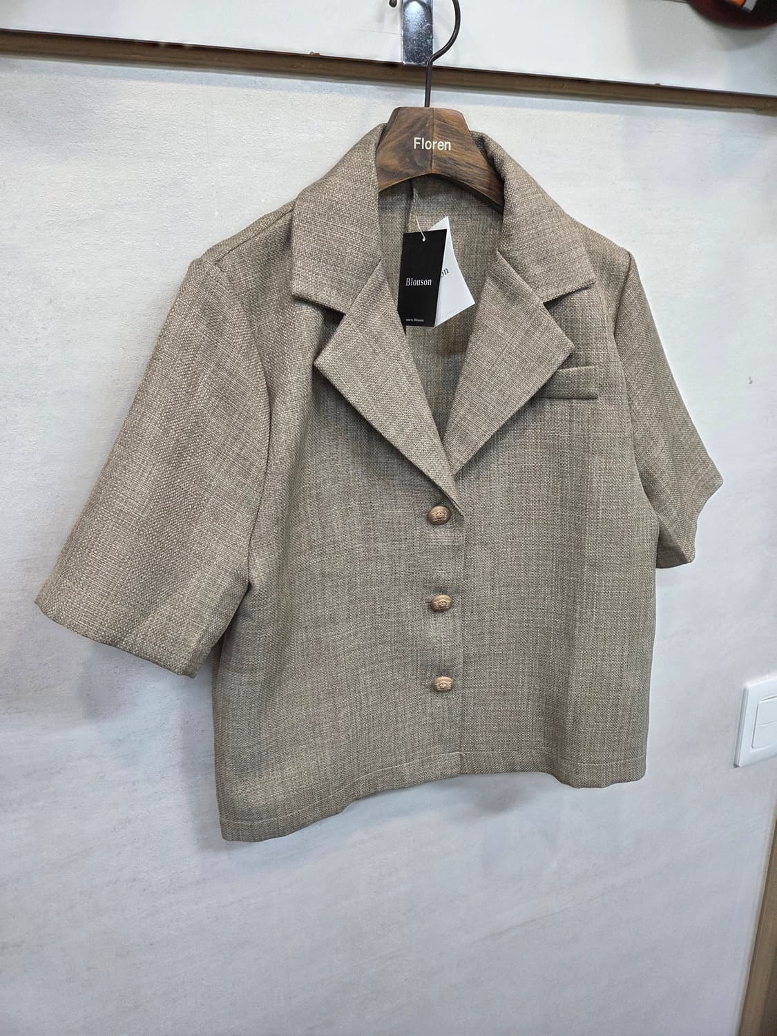 Blouson 린넨 반팔 자켓 프리 대략 66 상품이미지6