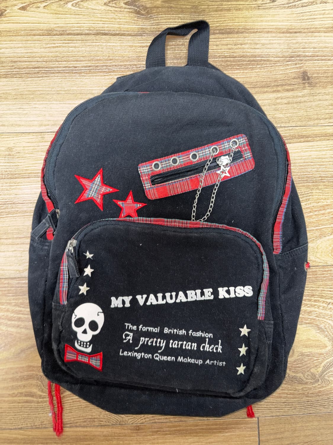 빈티지 고스펑크 해골 레드 백팩 캐캐체 상품이미지2