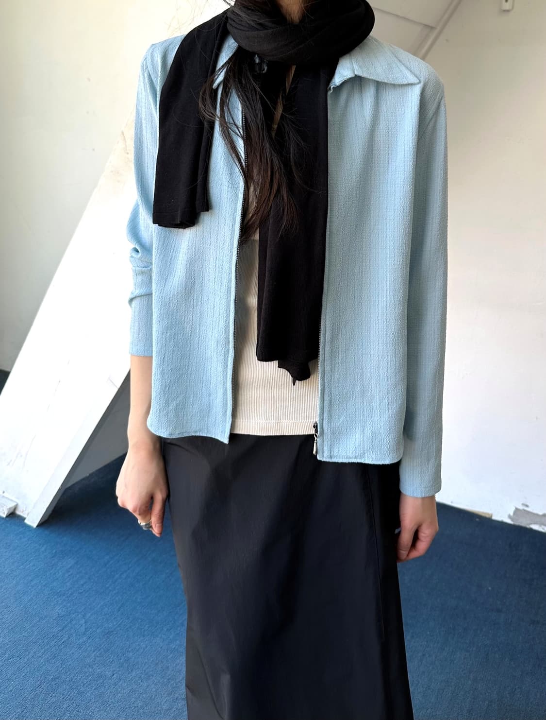 Design volume fabric zip easy shirket 상품이미지6