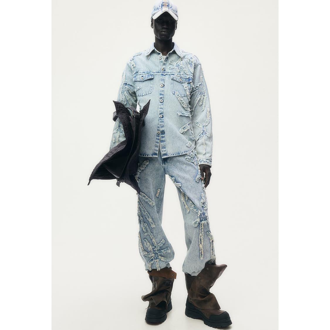 H&M 글렌마틴스 * 디스트레스드 룩 데님 셔츠 * 라이트 블루 * L 상품이미지7