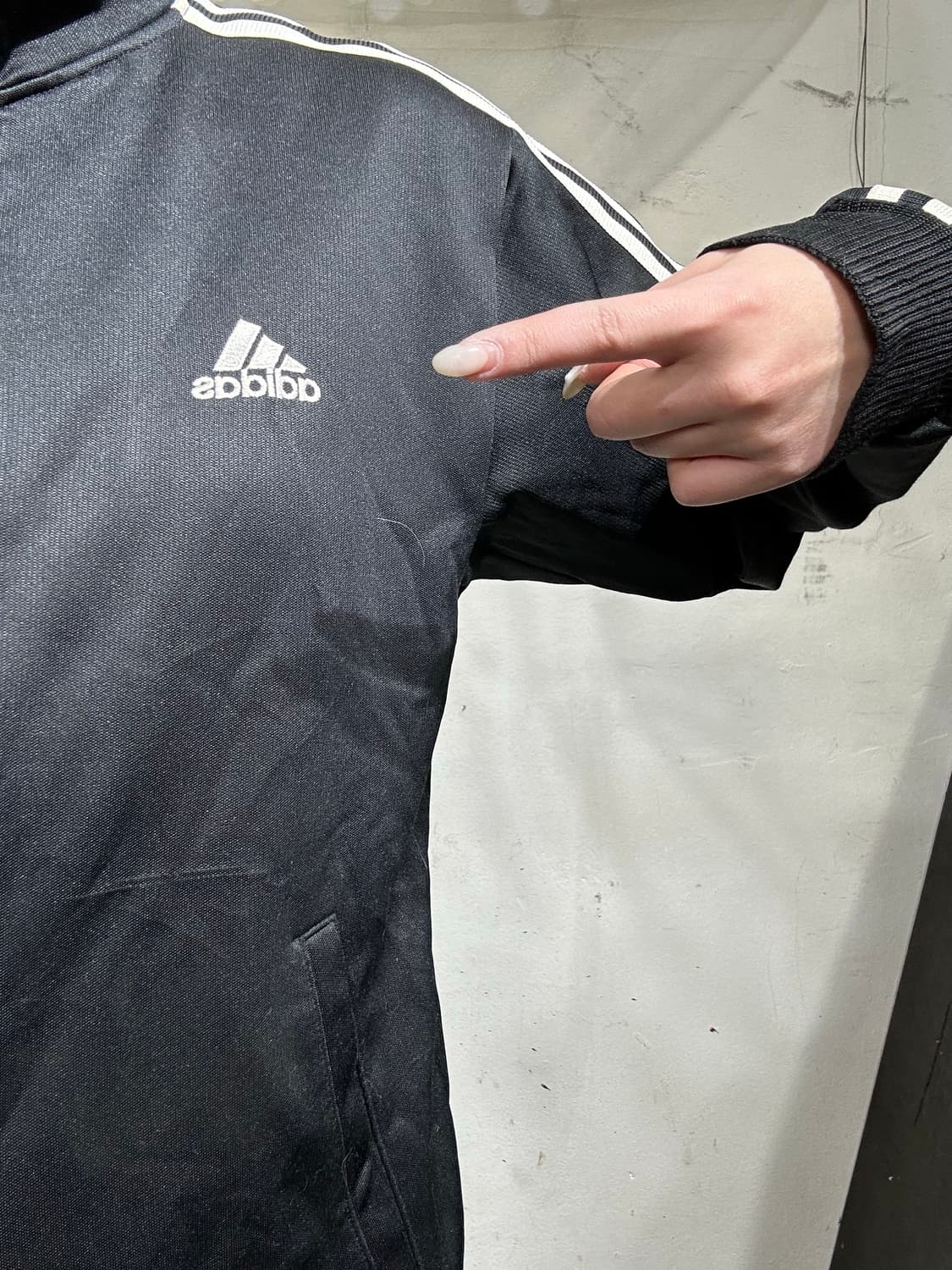 90s 아디다스 블랙 화이트 삼선 빅 로고 오버핏 트랙탑 져지 상품이미지4