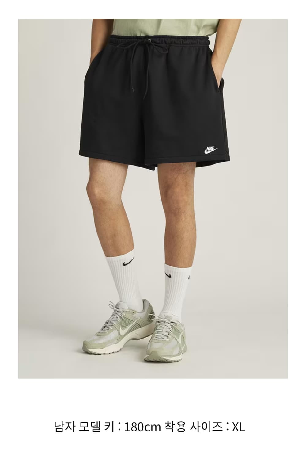 남성 프렌치 테리 플로우 쇼츠 블랙 미디움 상품이미지2
