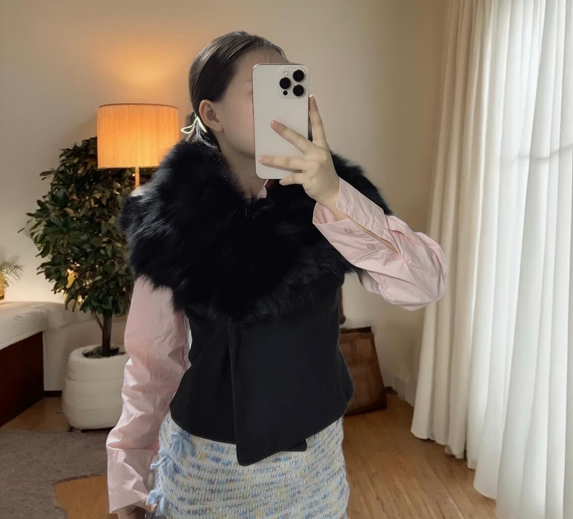 빈티지 여우털 폭스퍼 니트 조끼베스트 상품이미지1