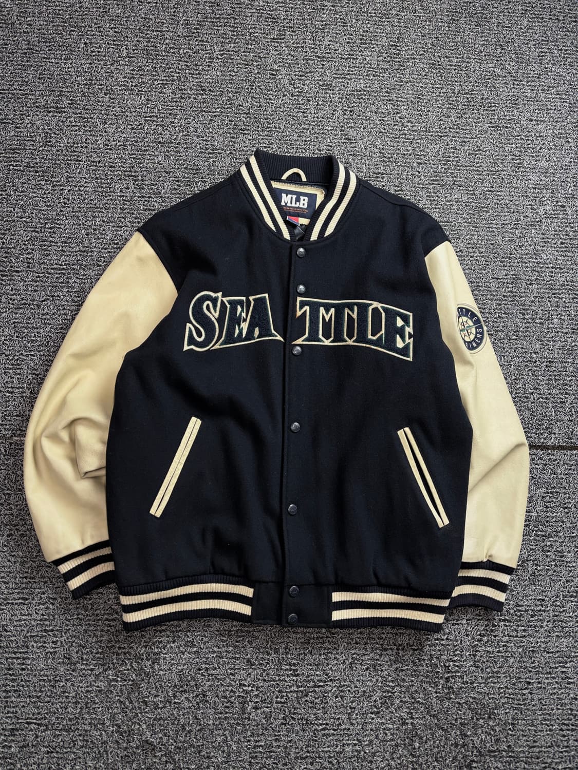 MLB 시애틀 마리너스 소가죽 모직 바시티 자켓 2181 상품이미지2