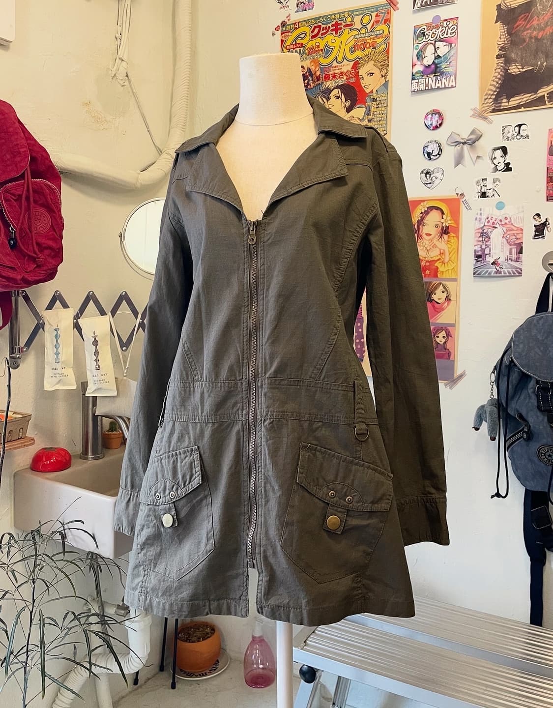 카키 집업 사파리 자켓 [무배] 상품이미지3