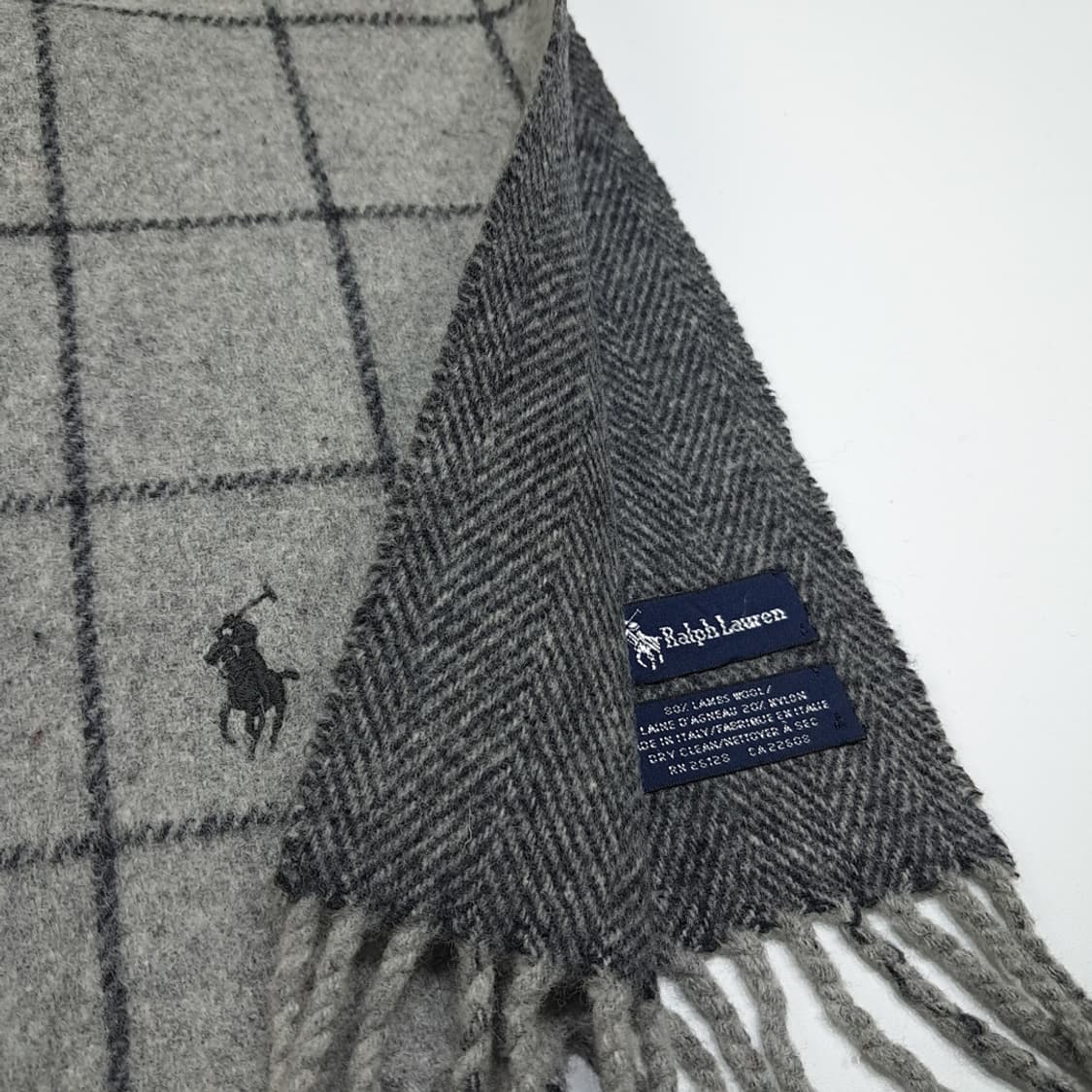 MX565 폴로 90s 이태리판 램스울 양면 윈도우페인 헤링본 목도리 상품이미지6