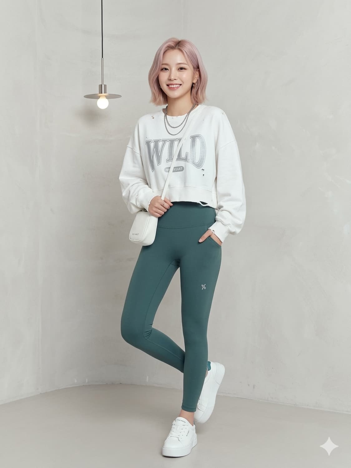 젝시믹스(XEXYMIX) 하이웨스트 레깅스 애쉬그린 상품이미지1