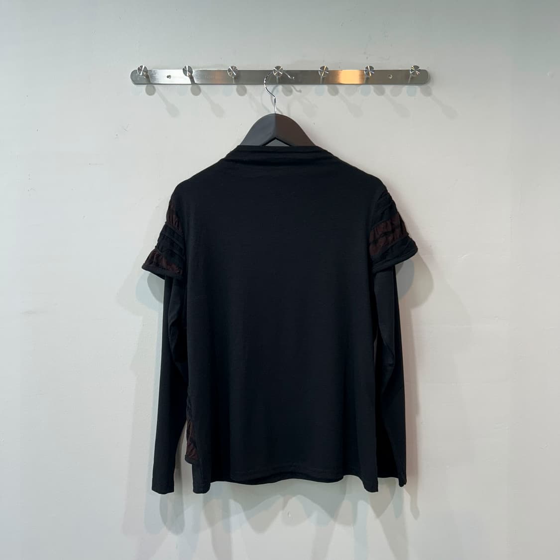 블랙 브라운 디테일 레이어드 티셔츠 상품이미지6