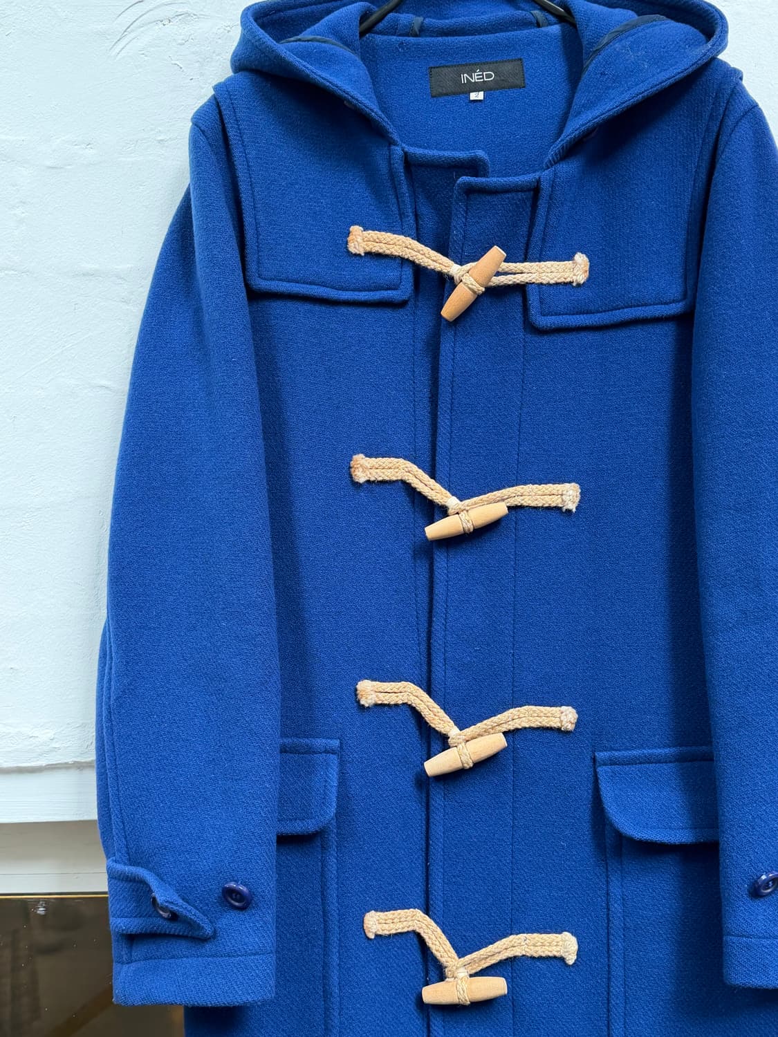 INED 블루 울 혼방 후드 더플코트 2 상품이미지3
