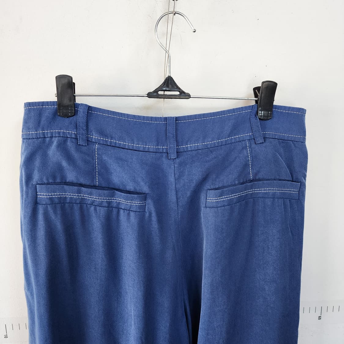 오브제 블루 면 바지 스티치 디자인 상품이미지4