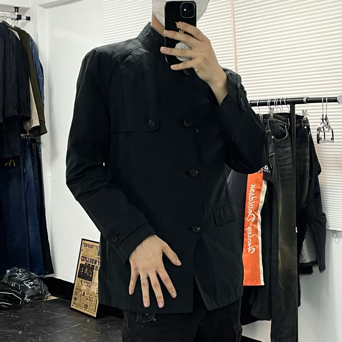 XL 우영미 솔리드옴므 하이넥 비대칭 바람막이 자켓 상품이미지2