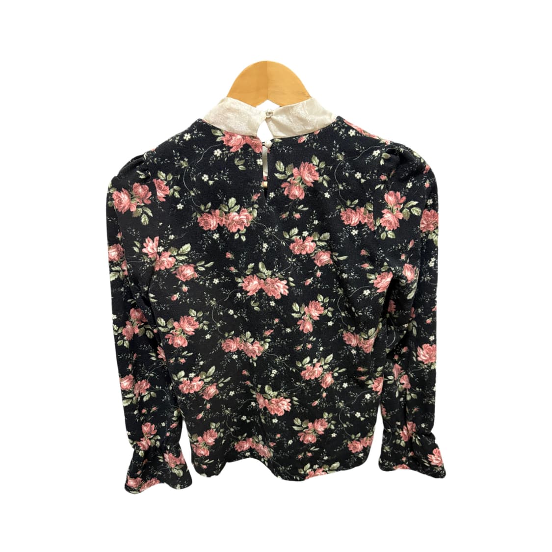 빈티지 로즈 화이트 리본 블랙 블라우스 상품이미지5