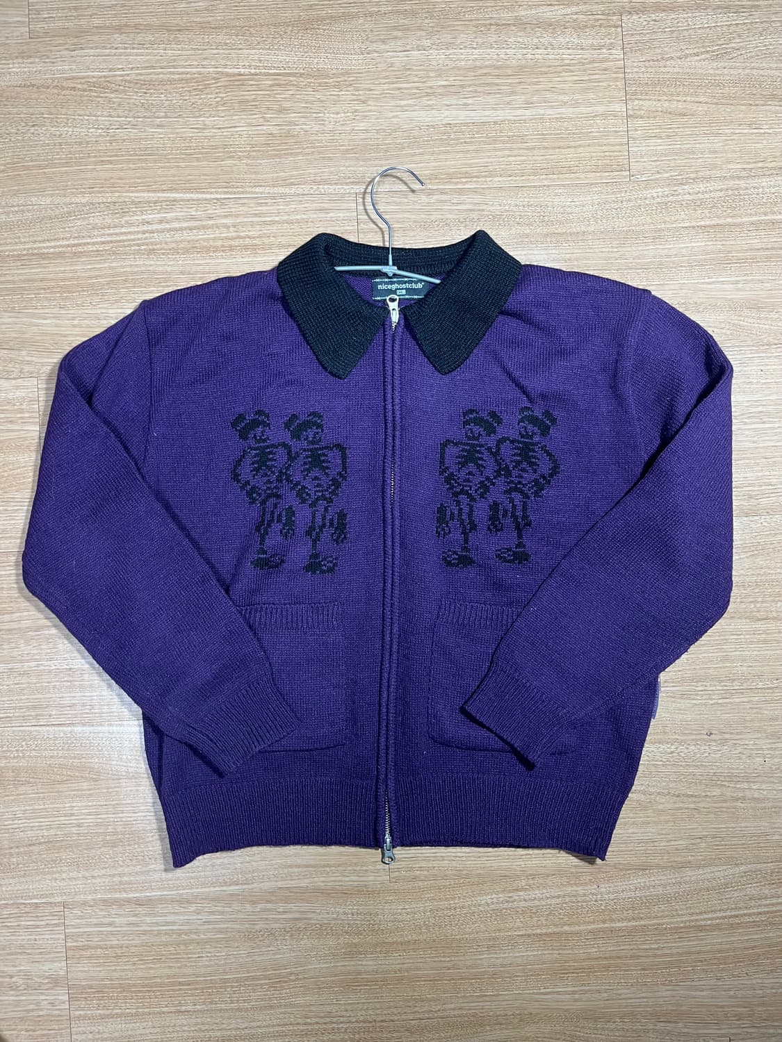 DANCING SKELETONS ZIP POLO KNIT_PURPLE(N 상품이미지1