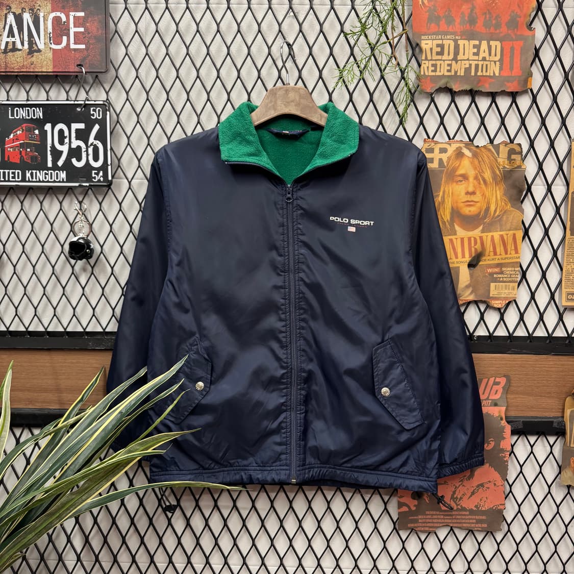 90s 폴로 랄프로렌 스포츠 코치자켓 안감 플리스 디테일 네이비 상품이미지1