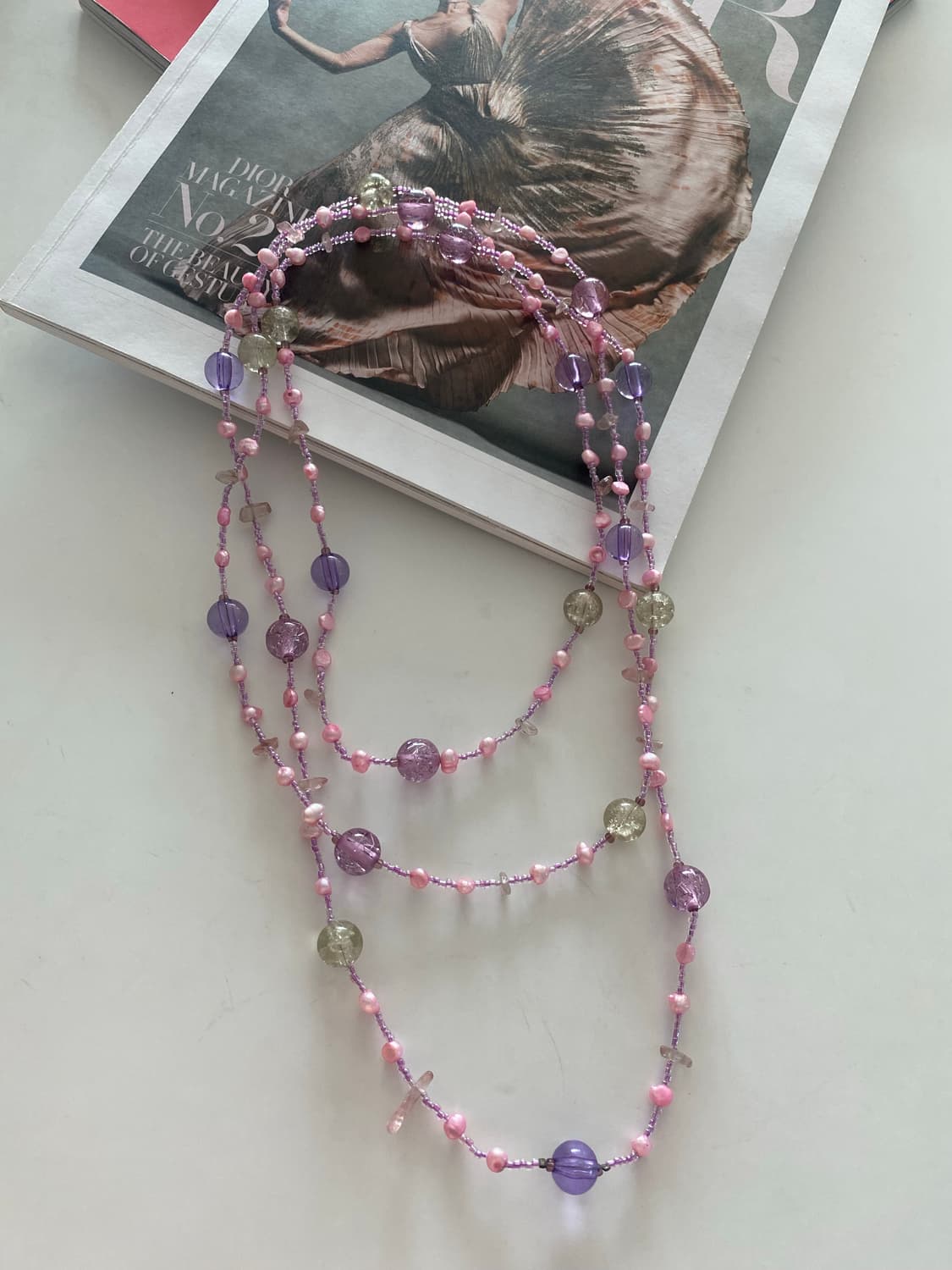 빈티지 멀티 비즈 롱 목걸이 상품이미지1