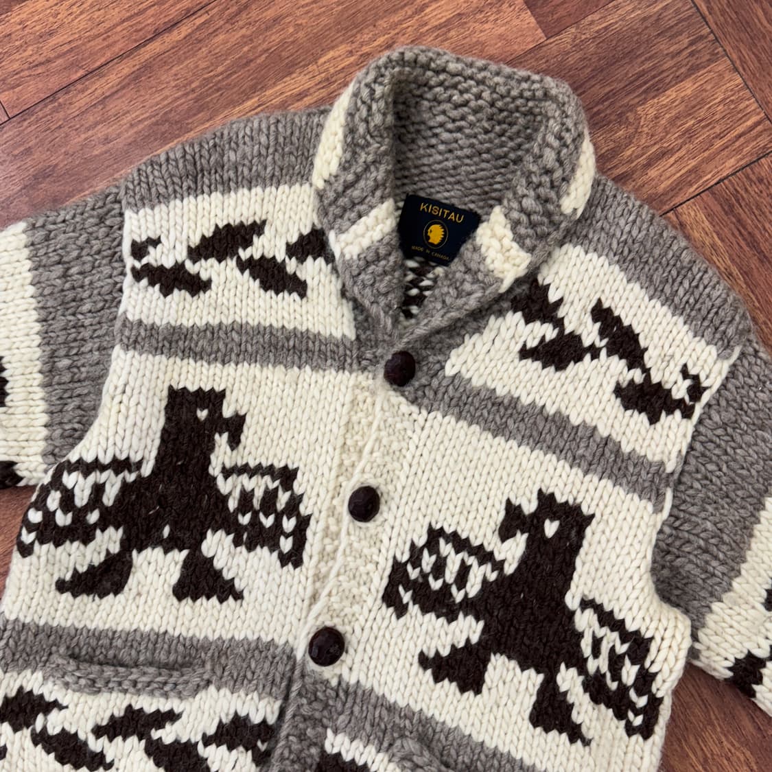 105 KISITAU canada made 독수리 코위찬 니트 가디건  상품이미지4