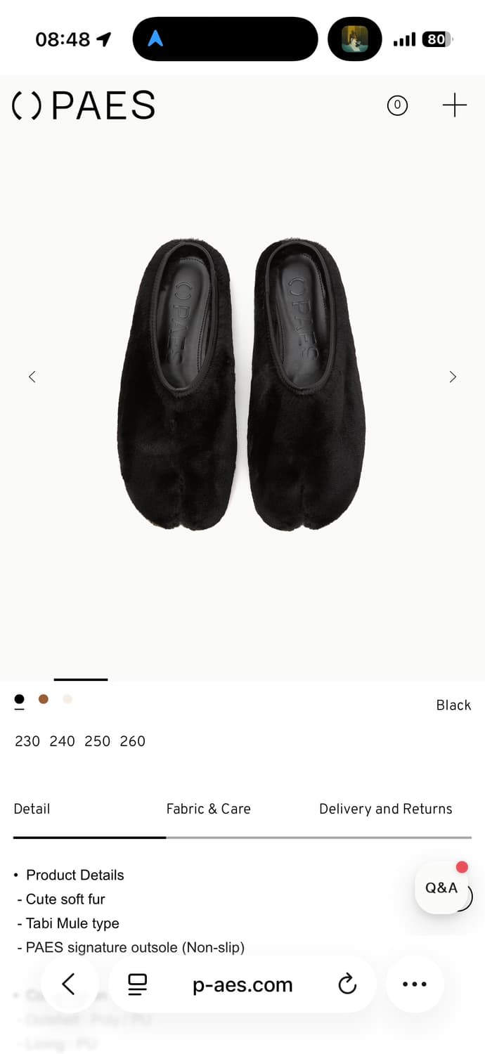 PAES Round Fur Low Mule / Black 상품이미지2