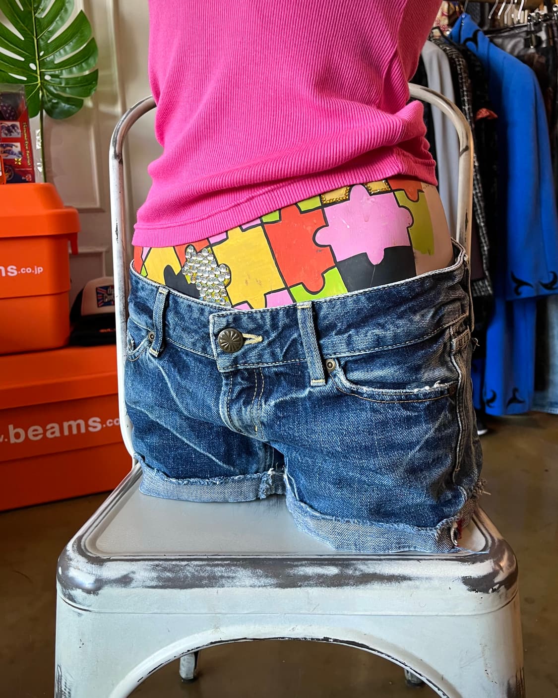 SLY スライ Vintage Washed Denim Hot Pants 상품이미지2