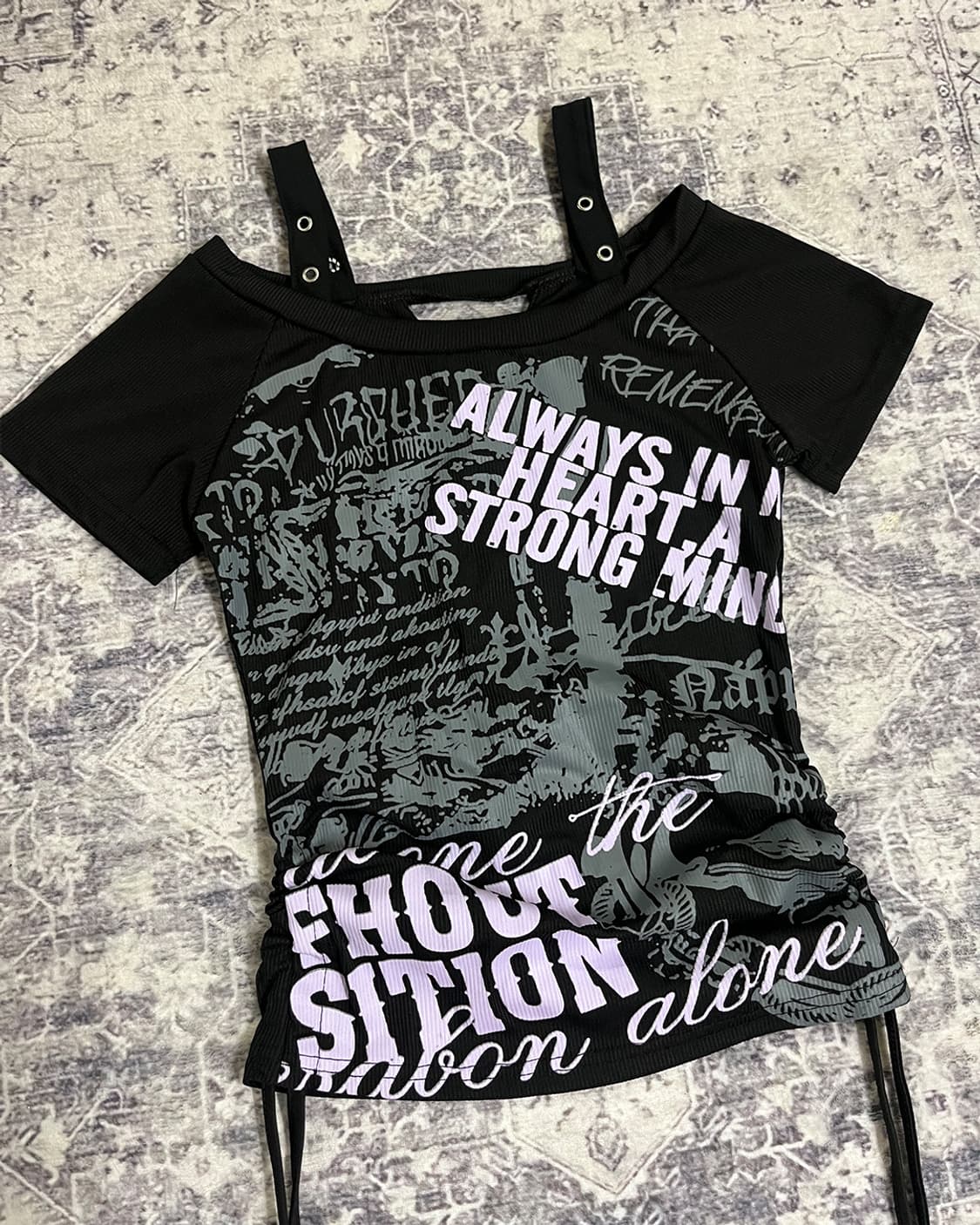 00‘s Punk Off-shoulder lettering top 상품이미지6