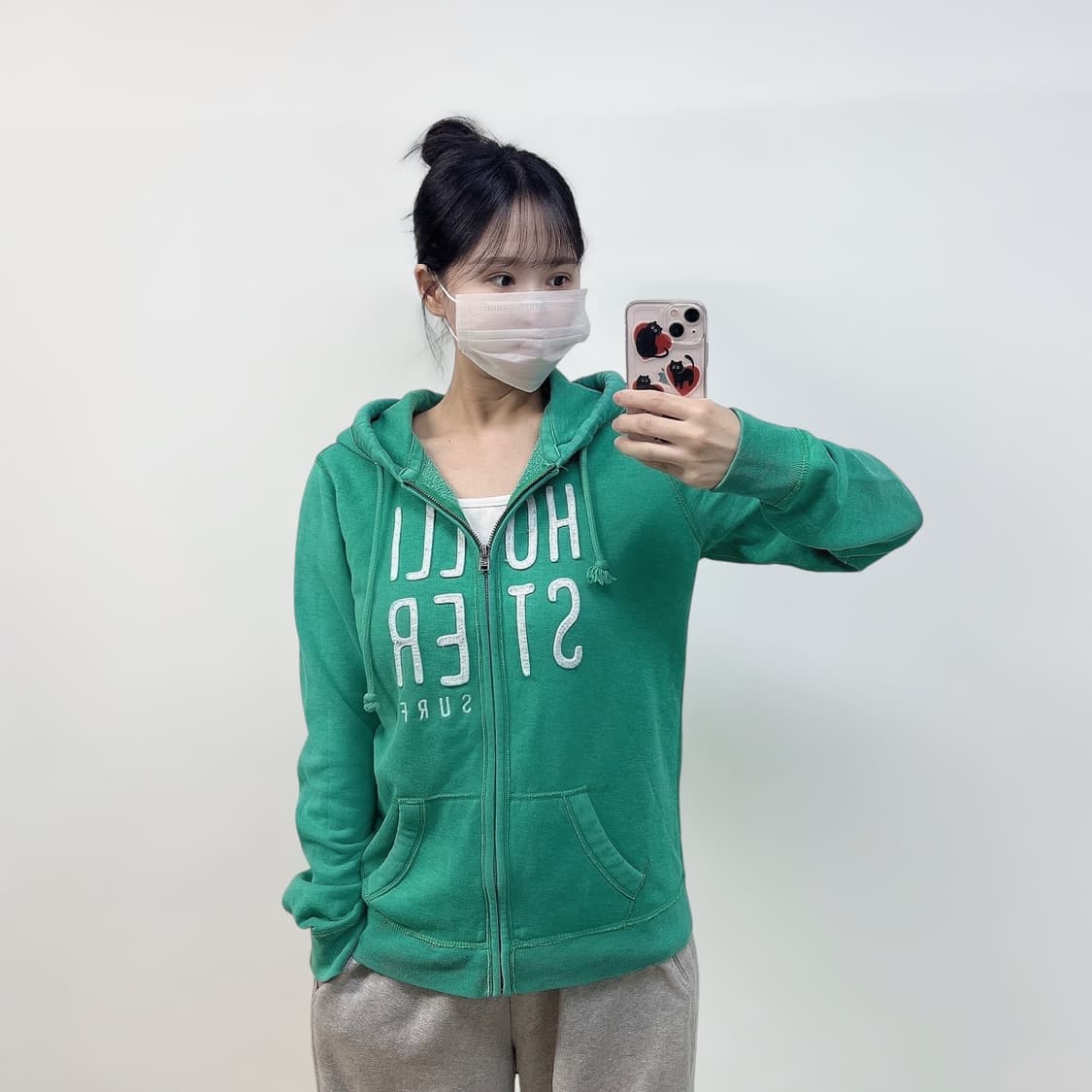 홀리스터 스펠 로고 후드집업 그린 상품이미지1