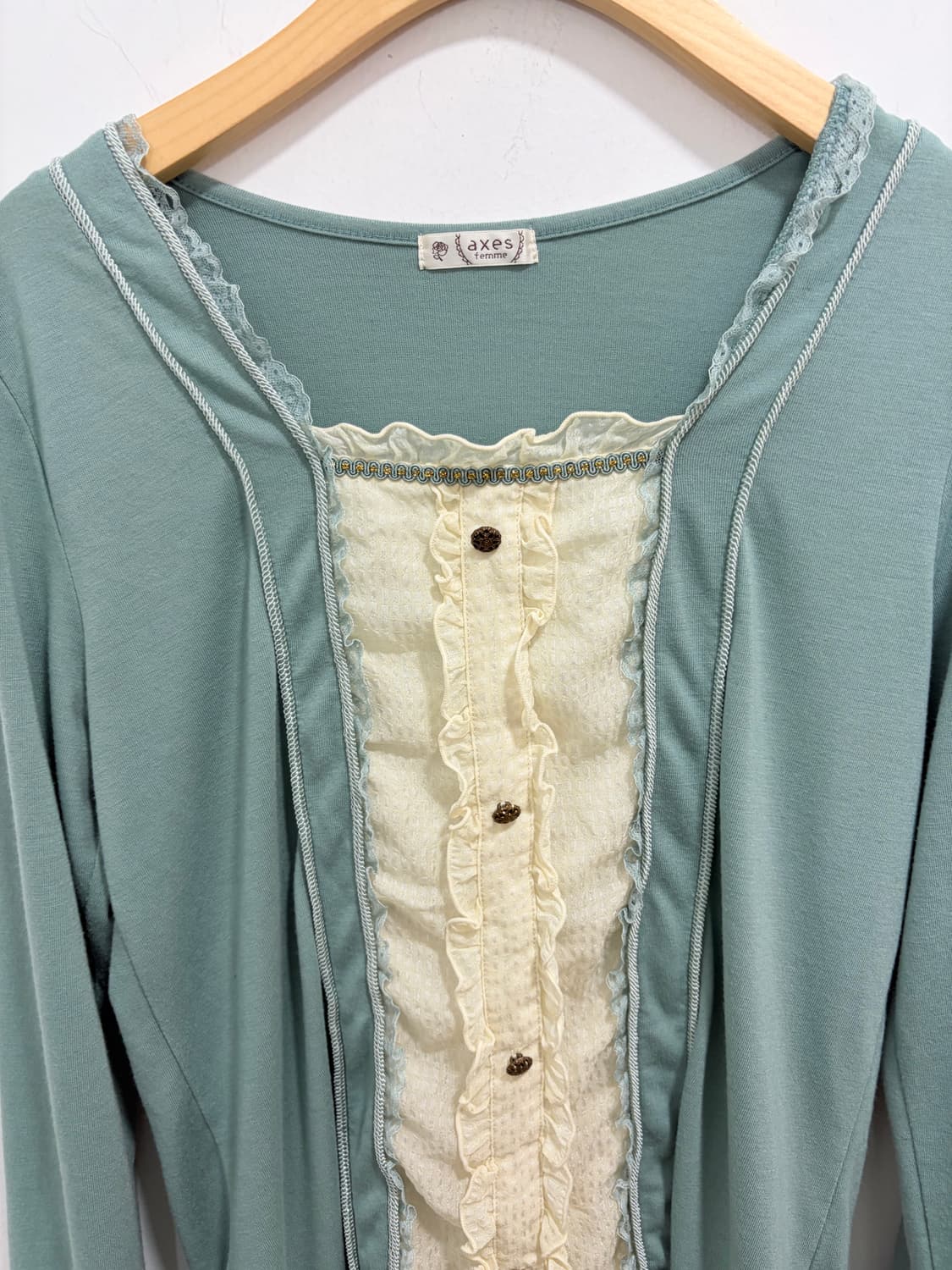 엑시즈팜 민트 크림 프릴 티셔츠 상품이미지7