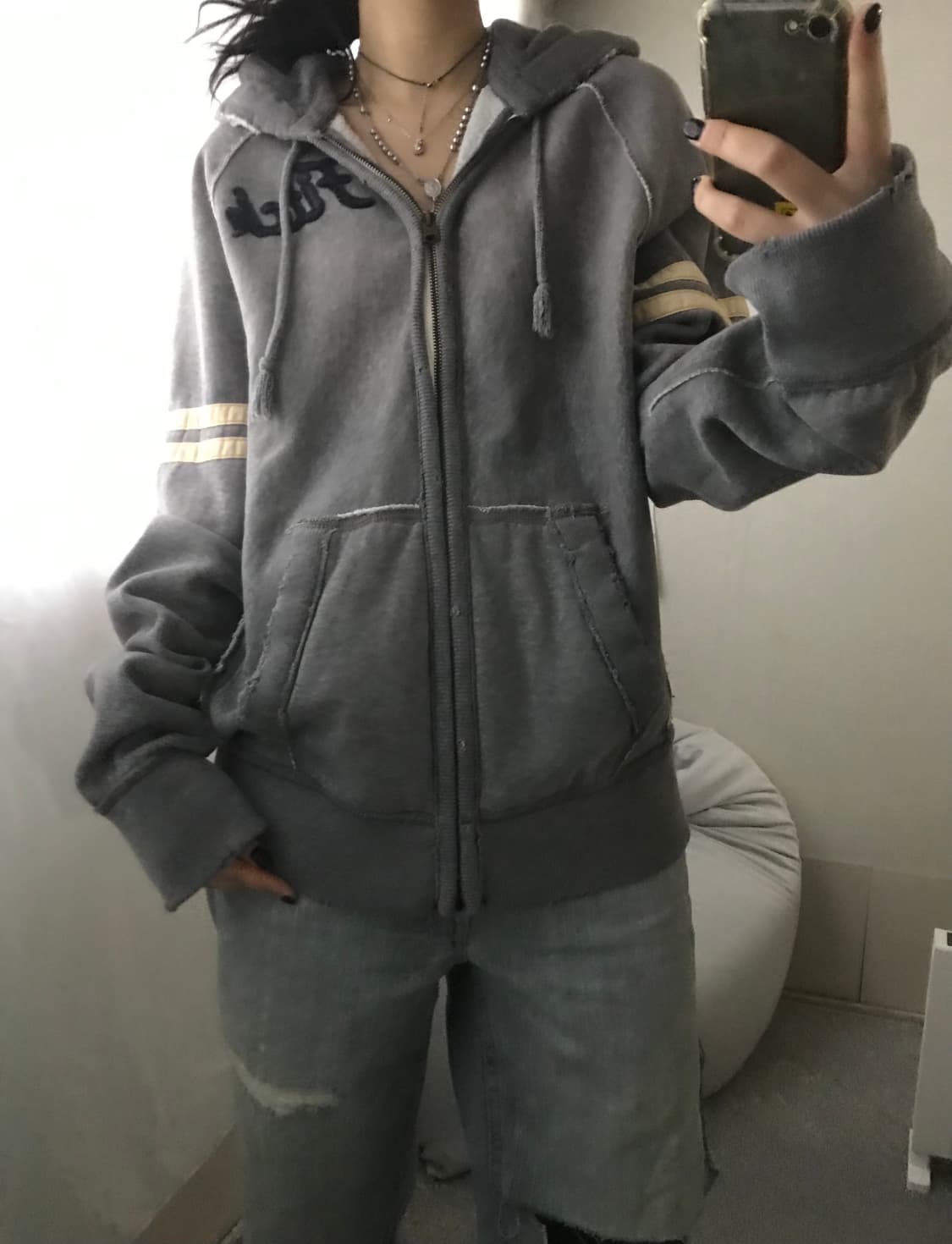 아베크롬비 그레이 오버핏 후드집업 상품이미지5