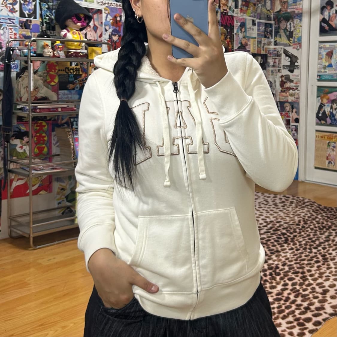 갭 화이트 골드 퍼 후드집업 상품이미지2