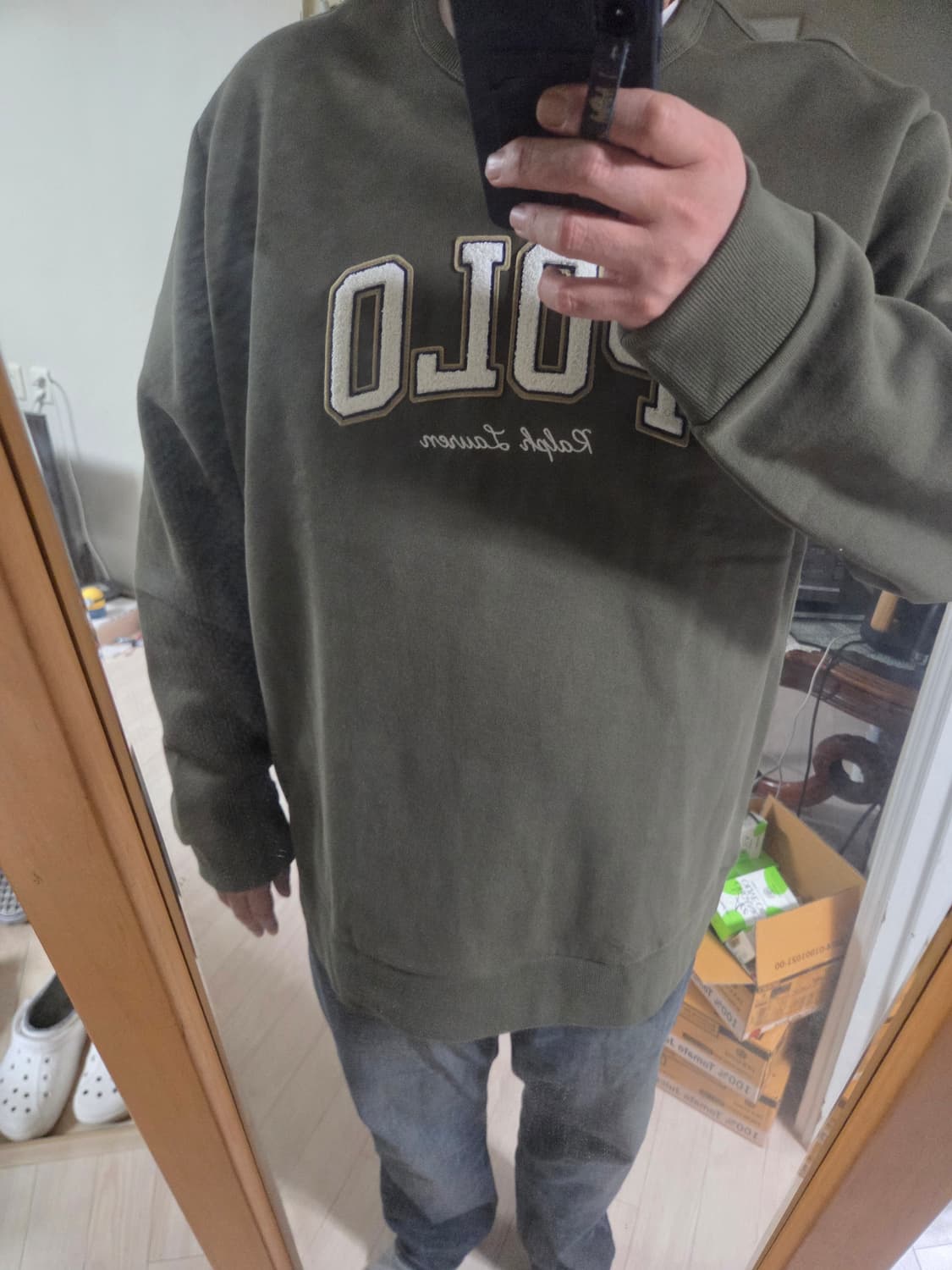 폴로 기모 맨투맨 올리브그린 빅사이즈 새상품 상품이미지5