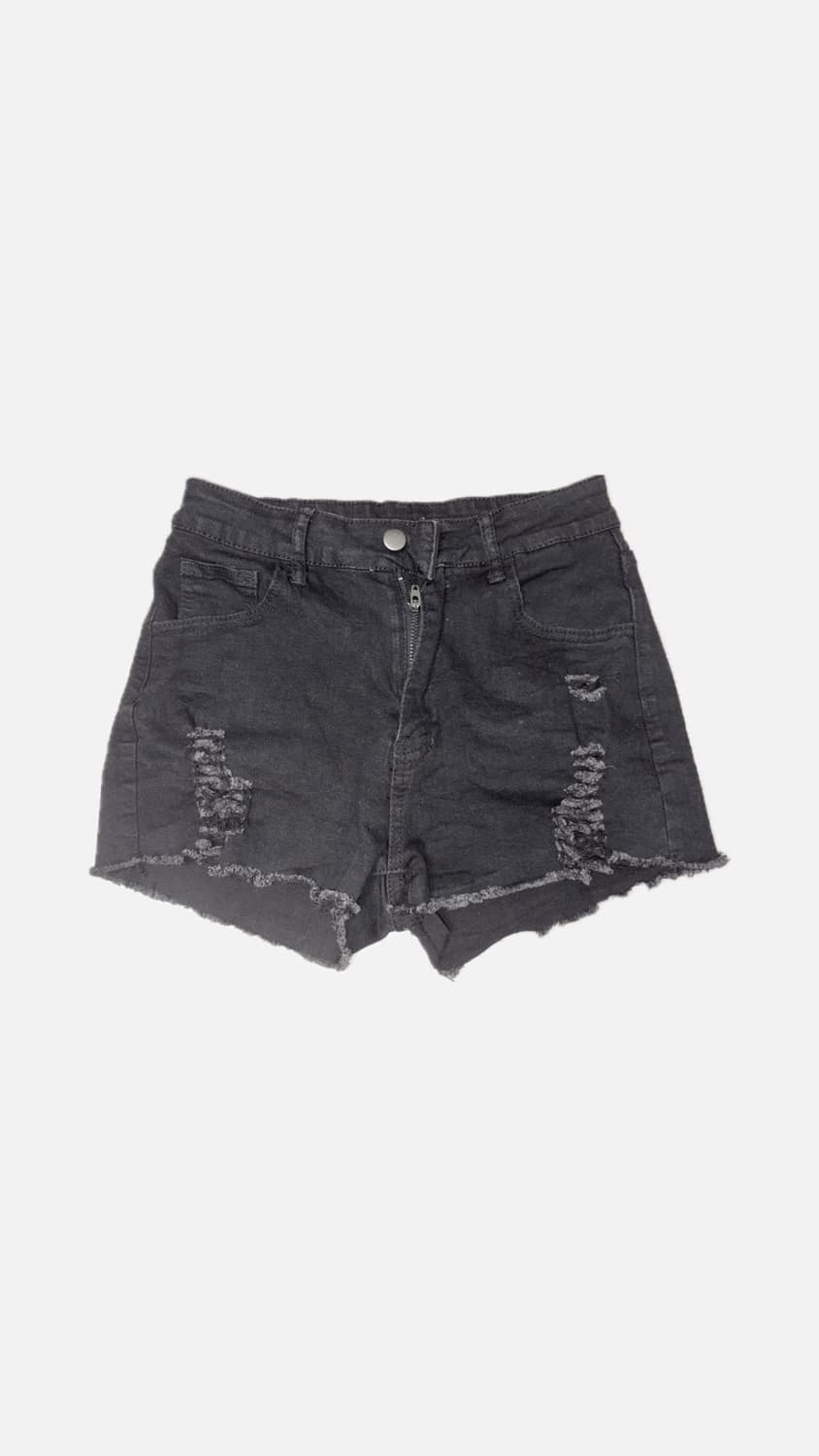 Vintage Damage Black Denim Shorts 상품이미지1