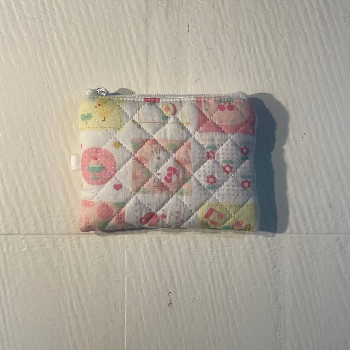 [ 핸드메이드 ] 헬로키티 핑크 체크무늬 원단 미니 지퍼 카드지갑 상품이미지2