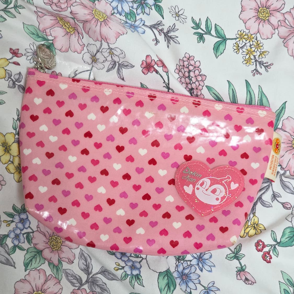 일본고전빈티지)호빵맨 도킨짱 레트로 핑크 하트 갸루 파우치 상품이미지1
