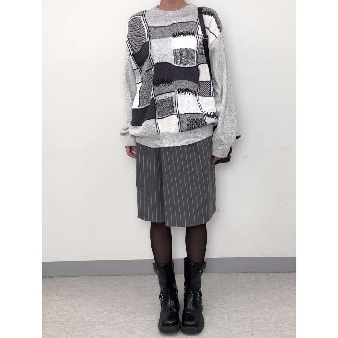 빈티지 그레이 패치 니트 상품이미지2