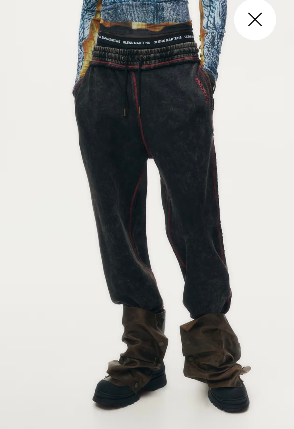 M) 에이치앤엠 x 글렌 마틴스 트랙 팬츠 다크 브라운 h&m 상품이미지4