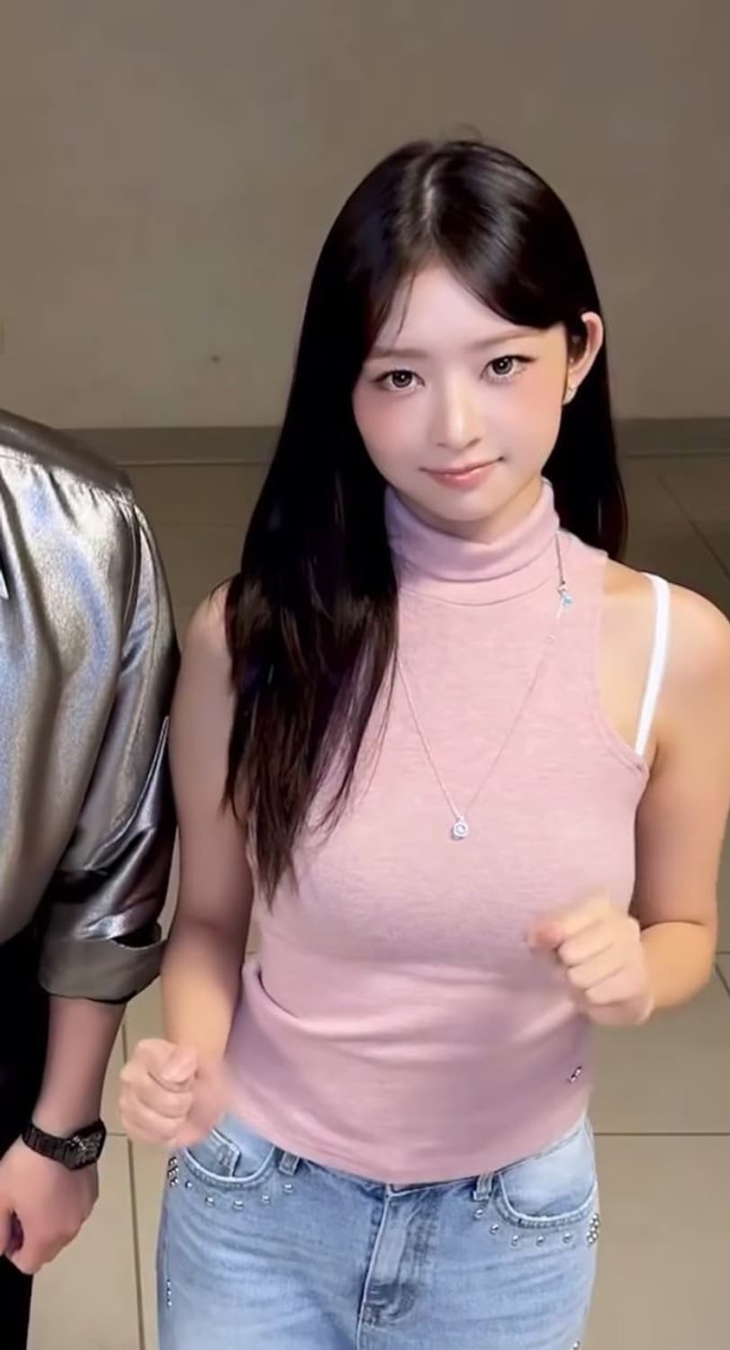 아이브 레이 착용) 포어링 리본 니트 핑크 상품이미지1