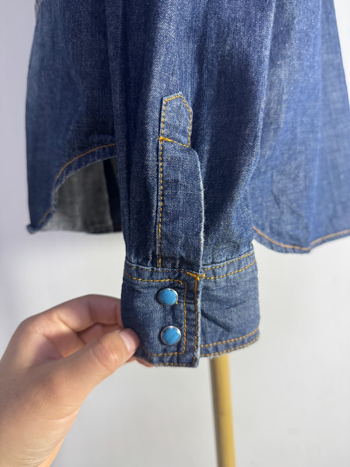 빈티지 터키석 패치워크 데님 웨스턴 셔츠 상품이미지7