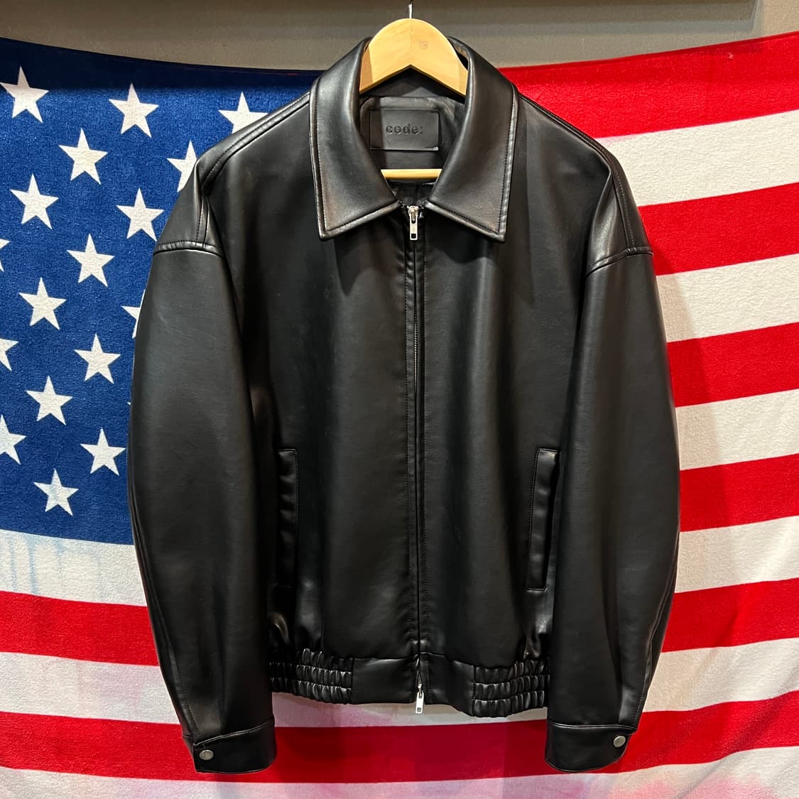 CODE: 블랙 레더 자켓 상품이미지1