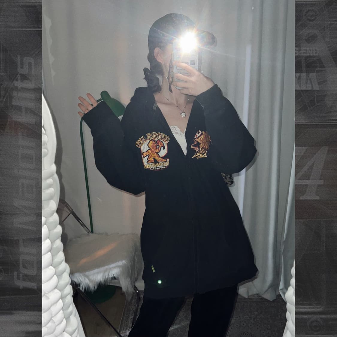 오버핏 빅로고 펑크 후드 집업 상품이미지3