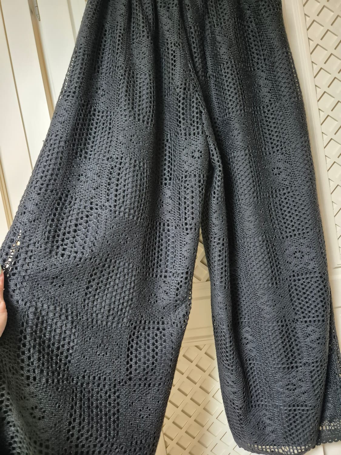 블랙 레이스 와이드 팬츠 상품이미지4