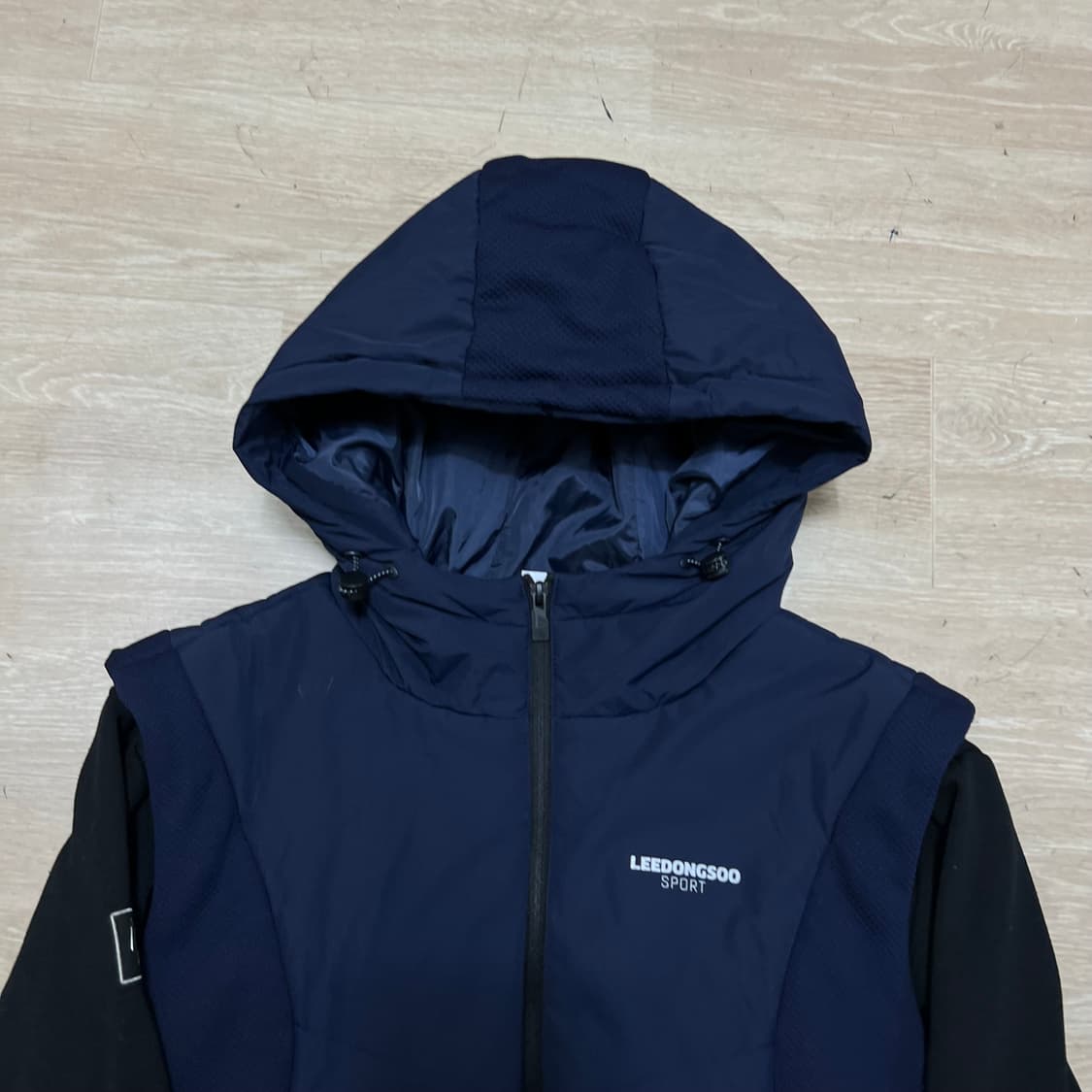 이동수 스포츠 골프웨어 배색 후드 경량패딩 점퍼 [네이비] 2XL/110 상품이미지2