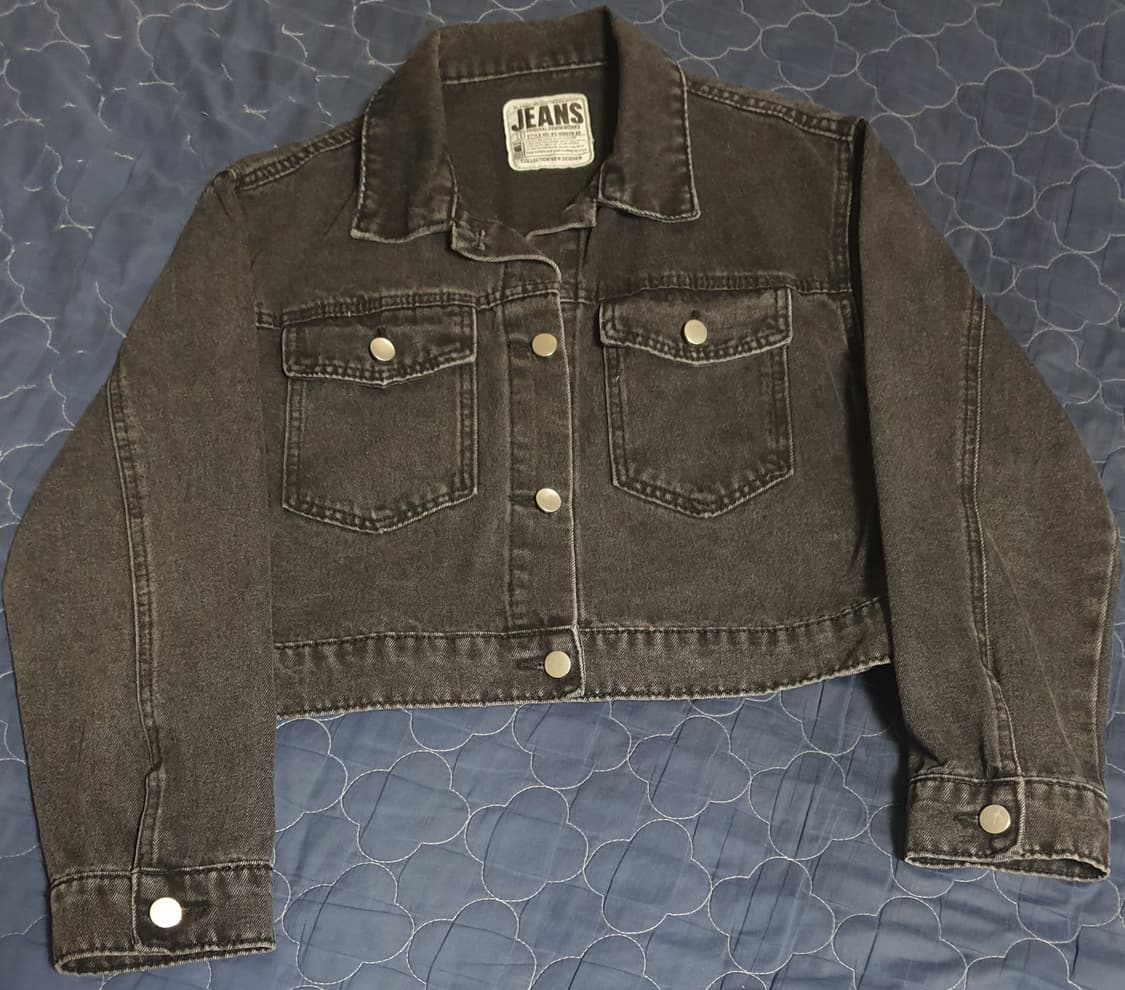 JEANS 크롭 데님 트러커 데님 자켓 흑청 (M) 상품이미지1